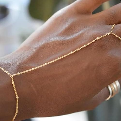 Long tiantian Hand Chain Bracelet Gold Bracelets for Women Link Chain Bracelets Trendy Finger Ring Slave Bracelet Jewelry Gifts thumbnail 9