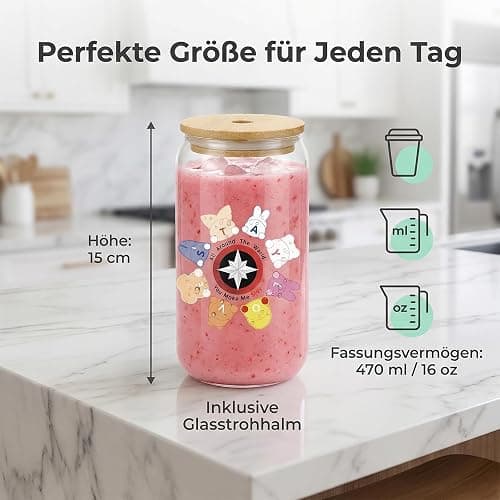 XIAZHDZ Korea Pop Merch 500 ml Glasbecher – Korea Pop Merch Fan Cup für STAYs | Glas mit Bambusdeckel & Glashalm Trinkbecher für Kaffee, Eistee & Bubble Tea thumbnail 4