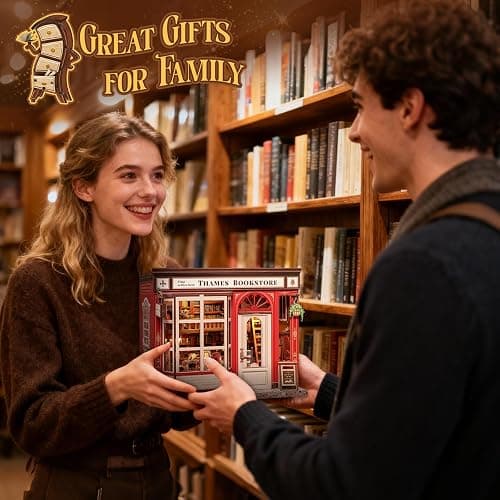 CUTEBEE Book Nook Kit - British Bookstore Magic DIY Miniature House Dollhouse Kit for Adults, Library Booknook Bookshelf Decor 3D Wooden Puzzle, Gifts for Family, Friends(Thames Bookstore) thumbnail 2