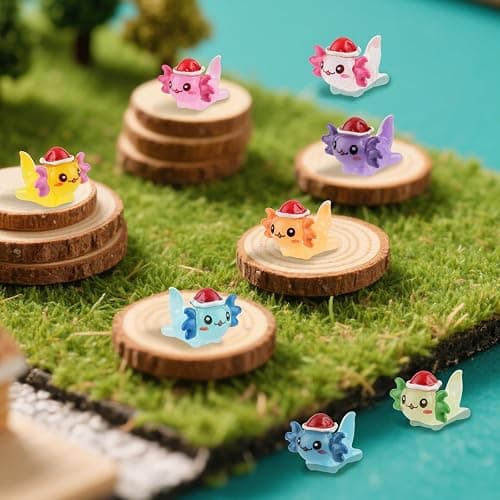 32pcs Mini Christmas Resin Axolotl, Glow in The Dark Tiny Axolotl Miniature Figures Toy Bulk Tiny Plastic Animal Figurines for Fairy Garden Landscape Aquarium Potted Birthday Christmas Party Gift thumbnail 7