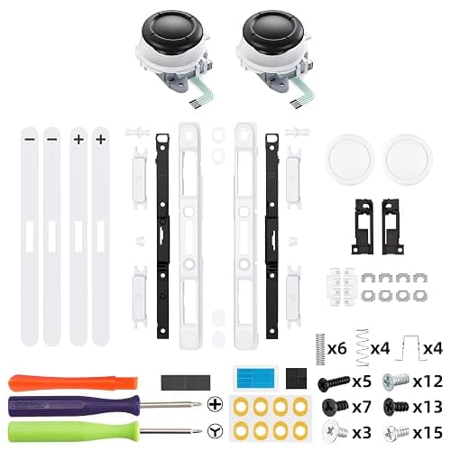 eXtremeRate Replacement 3D Joystick & Thumb Grips & Side Rail Shell Buttons for Nintendo Switch 2 JoyCon, Console Rail Stickers Controller Left Right Analog Stick Thumbsticks Caps for Switch 2 - White thumbnail 2