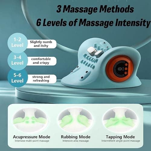 Upgraded 3-in-1 Shiatsu Neck and Back Massager with Heat,Rechargeable Portable Neck Massager,3 Adjustable Modes with Remote Control,26° Angle Cervical Traction Device for Back,Shoulder a Great Present thumbnail 4