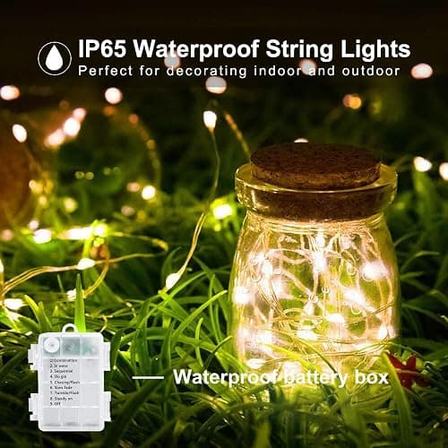 Upgraded 70Ft 200 LED Fairy Lights Battery Operated with Remote & Timer, Waterproof Christmas String Lights Outdoor Indoor, Battery Twinkle Lights for Bedroom, Classroom, Xmas, Parties, Wedding, Decor thumbnail 6