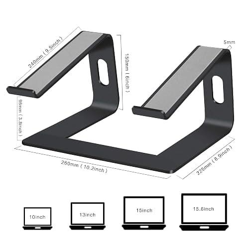 Orionstar Laptop Stand Aluminum Laptop Riser Compatible with Apple Mac MacBook Air Pro 10 to 15.6 Inch Notebook Computer, Ergonomic Elevator Holder, Black thumbnail 2