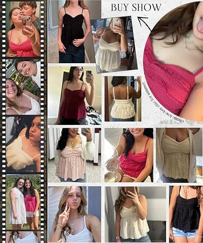 Womens Peplum Tank Tops Cute Babydoll Lace Going Out Camisole Top Ruffle Spaghetti Strap Camisole thumbnail 7