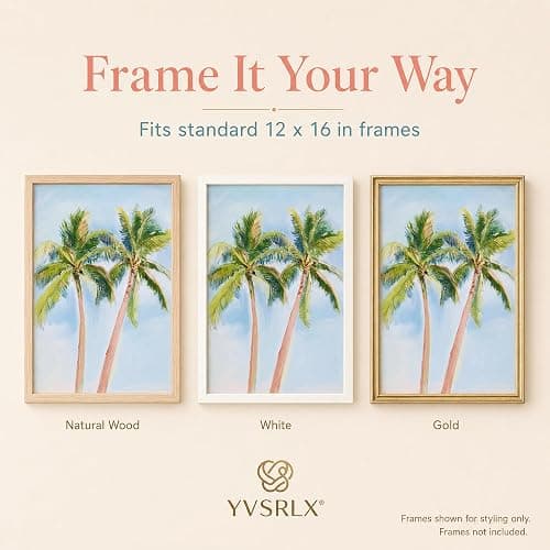 YVSRLX Set of 3 Pink Coastal Beach Wall Art Prints, 12x16 Inch Unframed Preppy Coastal Granddaughter Posters, Palm Tree Lighthouse Pictures for Teen Girls Bedroom Bathroom Dorm Decor thumbnail 6
