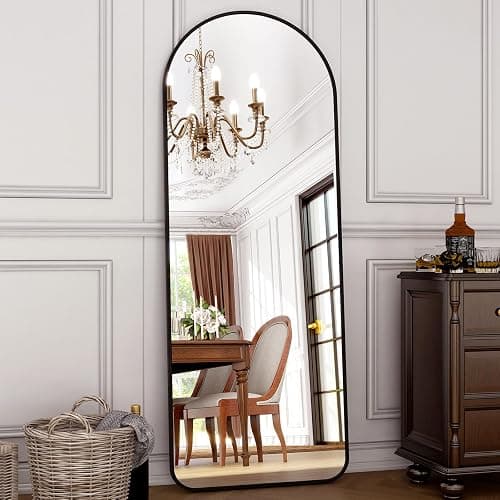HARRITPURE 64"x21" Arched Full Length Mirror Floor Mirrors with Aluminum Alloy Frame Free-Standing Wall Mounted or Leaning Large Bedroom Dressing Mirror Modern & Contemporary Decor for Home,Black thumbnail 5