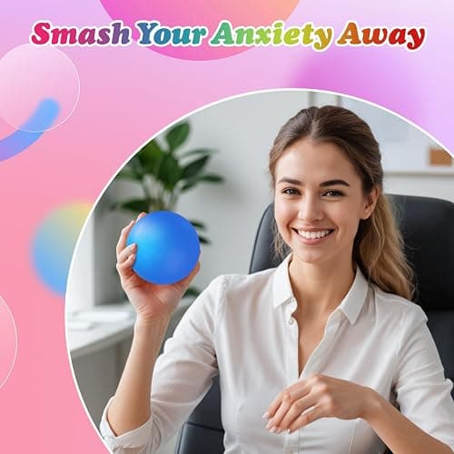 Slow Rise Giant Gel Stress Balls for Adults, 3.54" Malt Sugar Filled Squishy Fidget Toy - Silent Maltose Squeeze Ball for Adults Anxiety Relief/Hand Therapy/Autism/ADD/ADHD (Blue) thumbnail 4