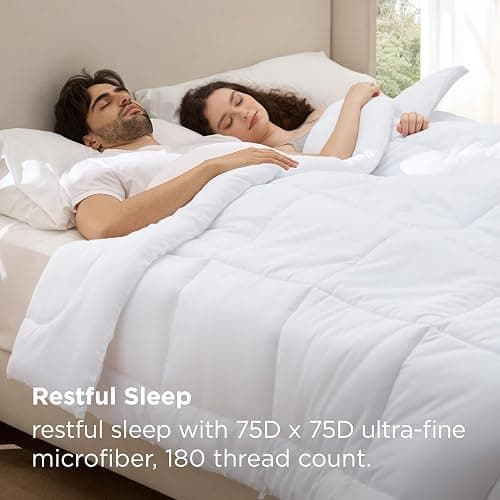 Bedsure Comforters Queen Size Duvet Insert, All Season Bed Comforter, Quilted Down Alternative Duvet, Box Stitched Comforter with Corner Tabs, Machine Washable, 88 x 88 Inches (White) thumbnail 5