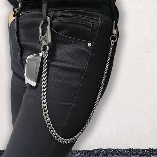 Ahiller Wallet Chain for Men, Lockable Carabiner with Tungsten Steel Taper, Heavy Duty Chain for Key Pocket Belt Jean thumbnail 2