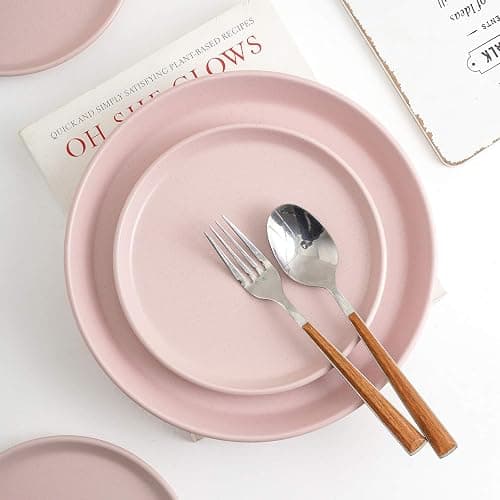 Stone Lain Albie Stoneware 32-Piece Modern Dinnerware Set, Kitchen Plates and Bowls Sets, Dish Set for 8, Pink thumbnail 6