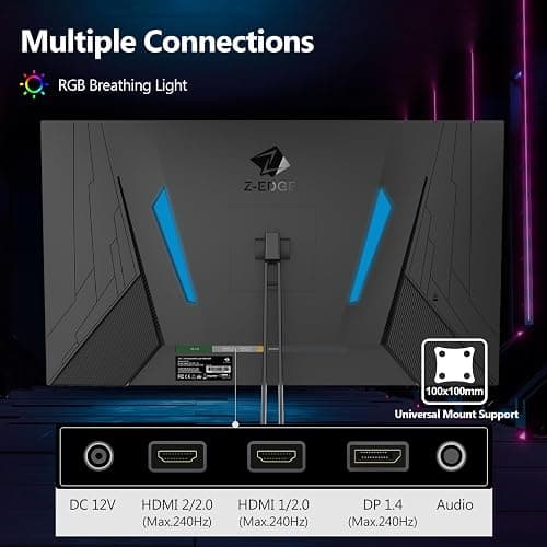 24.5" Gaming Monitor 240Hz, Z-Edge UG25F FHD 1920x1080 Computer Monitor, 1ms Frameless LED, Contrast Ratio 5000:1 thumbnail 6