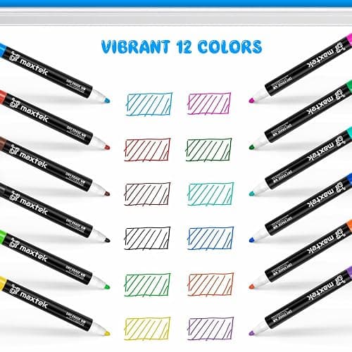 maxtek Magnetic Whiteboard Markers - 12 Count Colorful Fine Tip Dry Erase Markers with Eraser for Kids, Low Odor Thin Markers for Calendar Boards thumbnail 5