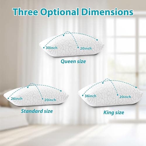 WGAKCED Cooling Pillows for Sleeping 2 Pack, Adjustable Shredded Memory Foam Pillows Queen Size Set of 2, Firm Bed Pillows for Side Back Stomach Hot Sleepers, Cold Pillow with Removable Washable Cover thumbnail 7