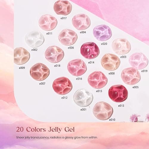 Beetles Nude Pink Gel Nail Polish Set, Nude Paradise Gel Polish Kit 25PCS 20 Colors Jelly Pink Sheer Glitter White Soak Off UV Base Glossy Matte Top Coat Pearls Rhinestones Nail Charms Gift for Women thumbnail 2