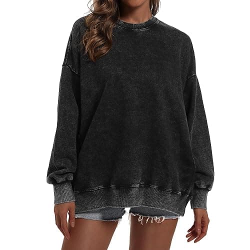 BINTEHGS Oversized Sweatshirt for Women Loose Fit Cotton Pullover Vintage Crew Neck Sweatshirts with Pocket Long Sleeve Shirt thumbnail 3