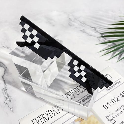 Geopty 14 Pack Fun Pixel Sunglasses Bulk Mine Party Favors Colorful Pixel Party Glasses Set thumbnail 4
