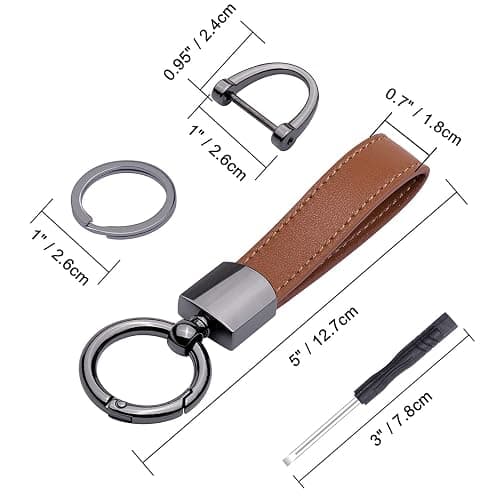 Wisdompro Genuine Leather Car Keychain, Universal Heavy Duty Key Fob Keychain Leather Key Chain Holder for Men and Women thumbnail 6
