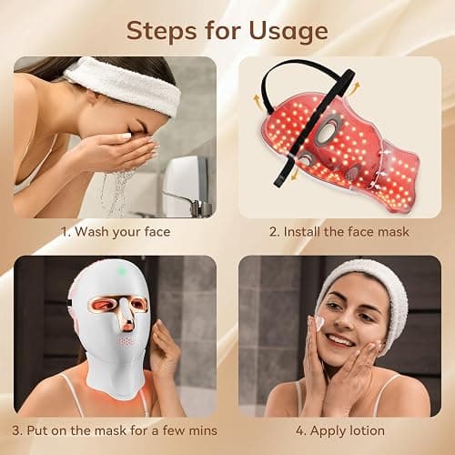 Red Light Therapy Mask for Face,Cordless LED Face Mask Light Therapy,USB C Rechargeable,Infrared Lights Masks for Home Working Travel Yoga Sleep thumbnail 6