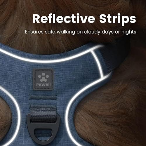 Pawaii No Pull Dog Harness with Pet ID Tag,Reflective Strips No Choke Front O Ring Breathable Mesh Adjustable Soft Padded Pet Vest with Easy Control Handle for Small Dogs thumbnail 5