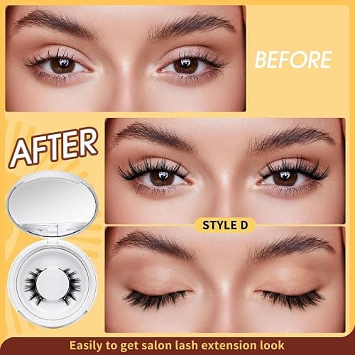 QUEWEL 2 Pair Magnetic Eyelashes Reusable Magnetic Eyelashes with Applicator No Glue Needed Eyelashes Natural Look Lash Clusters Kit Easy to Wear and Remove(B+D03) thumbnail 8