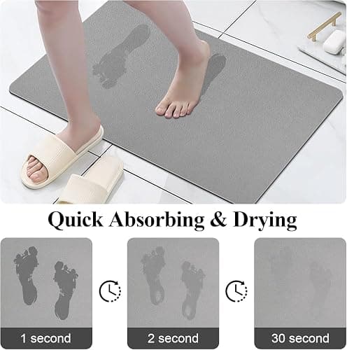 SOLIC Badematte Rutschfester Superabsorbierende Badezimmerteppich, schnelltrocknende Badvorleger, Saugfähige Badvorleger,Duschvorleger für Dusche, Badewannen und Badezimmer (Grau, 43x80cm) thumbnail 4