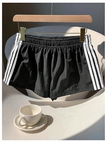 MakeMeChic Women's Y2k Striped Sweat Shorts Wide Leg Lounge Shorts Track Basketball Shorts thumbnail 5