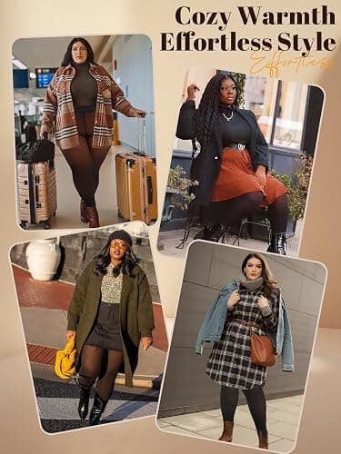 Spring Water Plus Size Fleece Lined Tights Women Thermal Winter Warm Thick Sheer Black Skin Tone Translucent thumbnail 8