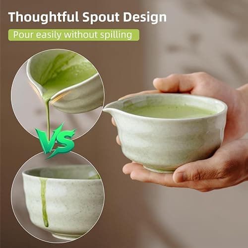 SOOCVWOLF 7 Pcs Matcha Whisk Set, Ceramic Matcha Kit for Tea Ceremony, Matcha Whisk and Bowl, Matcha Tea Set for Making Latte Drinks, Gift for Matcha Lover and Starters(Green) thumbnail 4