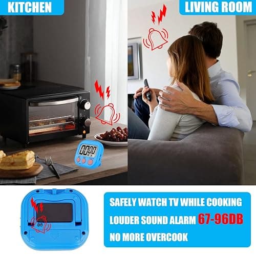 6 Pack Multi-Function Electronic Timer - Magnetic Digital Timers Big LCD Display The Loud/Silent Switch Countdown Timer Extensively Use in Break Time, Cooking,Gym, Meeting, Classroom thumbnail 3
