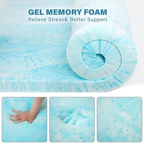 BedsPick Memory Foam Mattress Topper Twin XL 3 Inch Gel Infused Soft Single XL Foam Mattress Pad College Dorm Extra Long XL Twin Bed Topper thumbnail 5