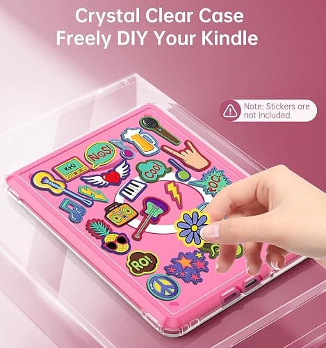 MoKo 360° Rotating Case for 7" Kindle Paperwhite 12th Generation 2024 & Kindle Colorsoft 2024/2025, Clear Back Detachable Magnetic Protective Adjustable Stand Cover with Auto Wake/Sleep, Spring Pink thumbnail 7