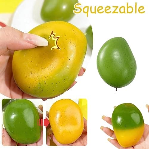 2PCS Chameleon Mango Crunch Squishy - Flexible, Color Changing Mango Stress Ball, Chameleon Mango Crunch Stress Ball with Temperature Color-Changing, Cute Fruit Sensory Fidget Toy for Kids & Adults thumbnail 7