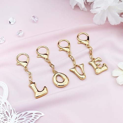 TTYY Initial Keychain For Women Handbag Charms Backpack Car Keyring for Sister Besties Mom Gold Letter Keychain thumbnail 5