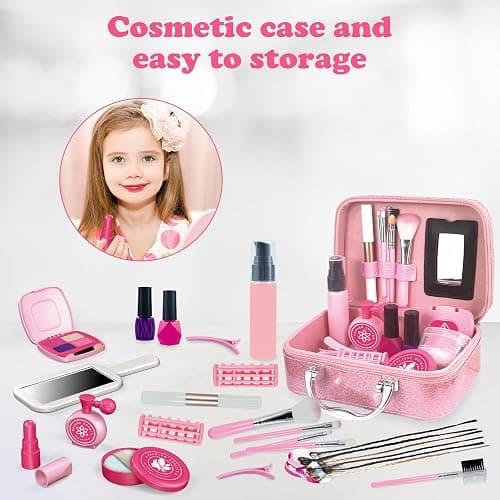 RedCrab Kids Beauty Salon Toy Set, Girls Salon Hair Stylist Pretend Makeup Kit Includes Kids Hair Dryer, Comb, Makeup Bag and Other Accessories, 3-8 Years Ideal Gift for Children thumbnail 4