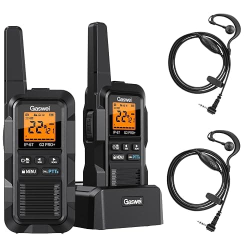 Gaswei G2pro+ IP67 Waterproof Floating Walkie Talkies with Headset, FRS Heavy Duty Walkie Talkie Long Range with Double PTT,FM Radio,VOX,SOS,NOAA Weather, Two Way Radio（2PACK-Black） - Image 1