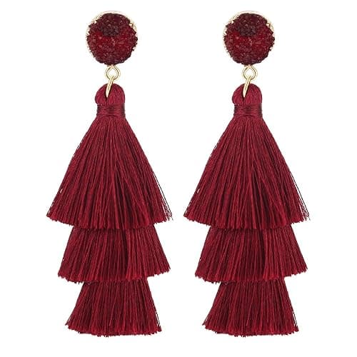 LEGITTA Tassel Earrings Layered Tiered Linear Drop Fashion Trending Earrings - Image 1