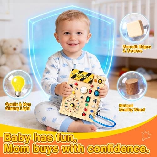 Grarain Busy Board for Toddlers - Montessori Educational Toy for 1-3 Year Old Boys & Girls | Travel-Friendly Sensory Learning Activity | Ideal for Kids with Autism(Clocks Busy Board) thumbnail 4