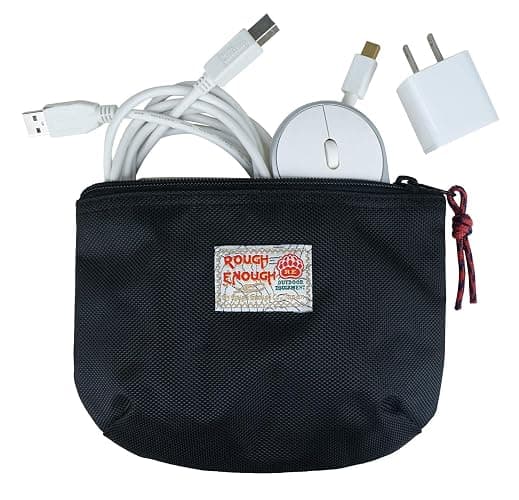 Rough Enough Small Tech Organizer Travel Case for Electronics & Cords - Cable Storage Bag Black - Image 1