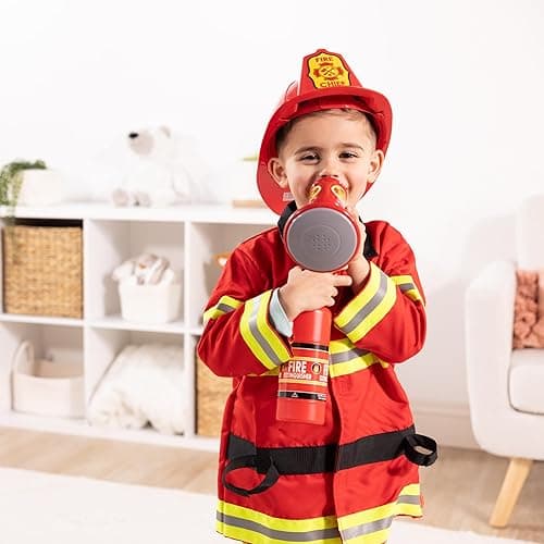 Melissa & Doug Fire Chief Role Play Costume Dress-Up Set Pretend Fire Fighter Outfit With Realistic Accessories, Firefighter Costume For Kids And Toddlers Ages 3+ thumbnail 2