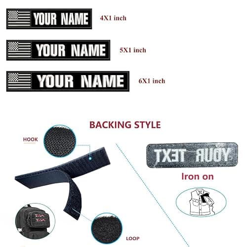 2PCS Customizable Name Patches, Iron-on Or Hook Fastener，Personalized Tactical Morale Embroidered Name Tags with American Flag Patch for Hats Caps Bags Backpacks Tactical Vest Military thumbnail 3