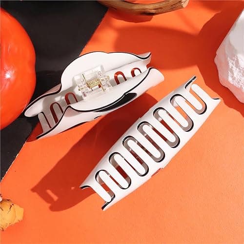 AUOCATTAIL Halloween Hair Claw Clip 2pcs Big Mask Ghost Face Hairpin Funny Ponytail Clip Scream Grimaces Scary Styling Shark Hair Accessories Halloween Styling thumbnail 3