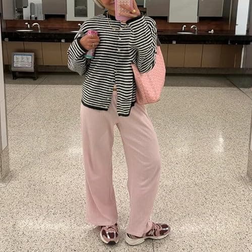 Women Knit Cardigan Sweaters Long Sleeve Button Down Loose Top | Striped Cardigans Women Casual Knitted Oversized Sweaters Y2k Vintage Jumper Knitwear Shirt Outwear Going out Top Streetwear thumbnail 5