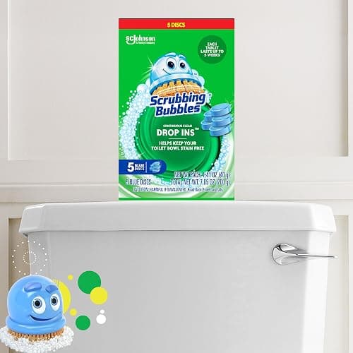 Scrubbing Bubbles Continuous Clean Toilet Drop-Ins, Automatic Blue Toilet Bowl Cleaner, Septic-Safe Tank Tablets Remove Hard Water Minerals & Limescale, Stain & Smell Protection, 5 Count (Pack of 1) thumbnail 6
