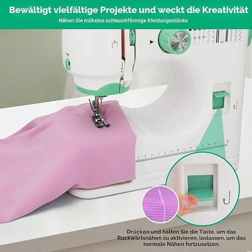 Ykall Nähmaschine für Anfänger, 12 Stichmuster & 2 Geschwindigkeiten | 12 Stichmuster, 2 Stufen & Doppelstich. Fußpedal/Knopf. LED-Licht, 9 Spannungen. Komplettset mit Zubehör. thumbnail 7