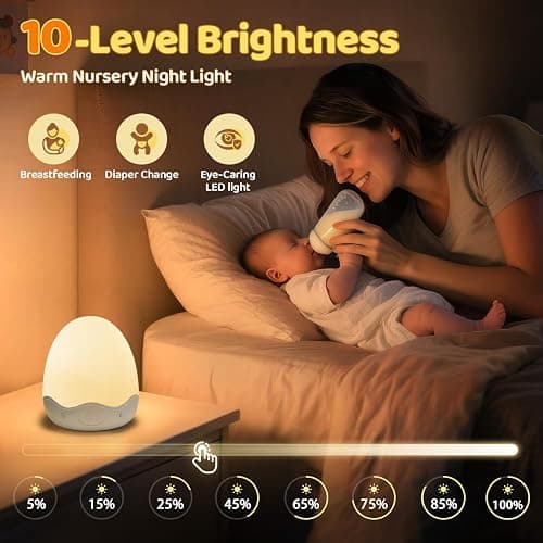 COOLNIGHT Nachtlicht Kinder, Stilllicht Touch Dimmbar mit 10 Helligkeit 10 Farben, 3600mAh+Timer+Fernbedienung LED Nachtlicht Baby, Tragbar & USB Aufladbar & Kabellos Nachttischlampe, Baby Geschenke thumbnail 2