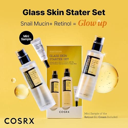 COSRX Snail 96% Mucin Power Essence 2ea & Retinol 0.1% Cream Mini Sample 1ea, Glass Skin Starter Set, Amazon Exclusive, Daily Hydrating & Firming Korean Skin Care Kit, Gift Set thumbnail 2
