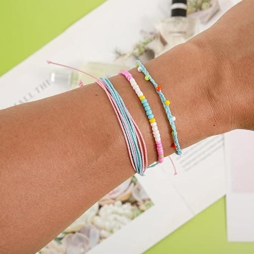 GFLPO Surfer Wave Bracelets for Teen Girls Summer Beach Bracelets Handmade Braided Rope Friendship Bracelets Boho Adjustable Waterproof Bracelets for Women Beach Jewelry for Women thumbnail 7