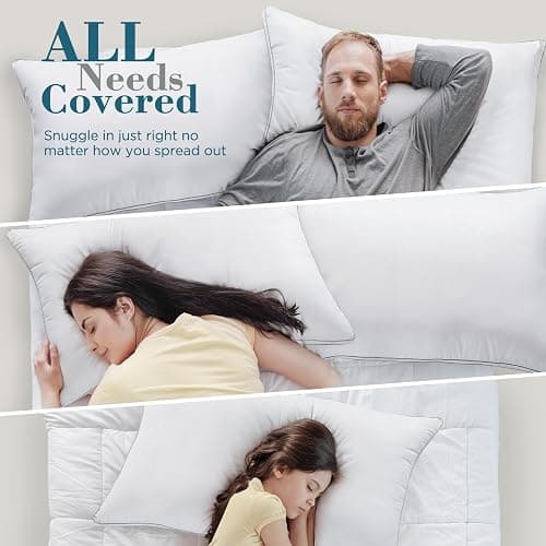viewstar Pillows Queen Size 2 Pack, Firm Support Gusseted Bedding, White | Down Alternative, Fluffy Plump Fill, Hotel Quality, Oeko-Tex Certified, Machine Washable, for Side Back or Stomach Sleepers thumbnail 9