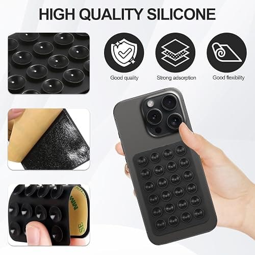 NiceBest Ventose per Telefono, 4 Pezzi Ventosa per Telefono, Silicone Ventosa per Cellulare, Supporto Adatto per Selfie Video e Utilizzo a Mani Libere(Nero + Blu + Bianco + Rosa) thumbnail 5